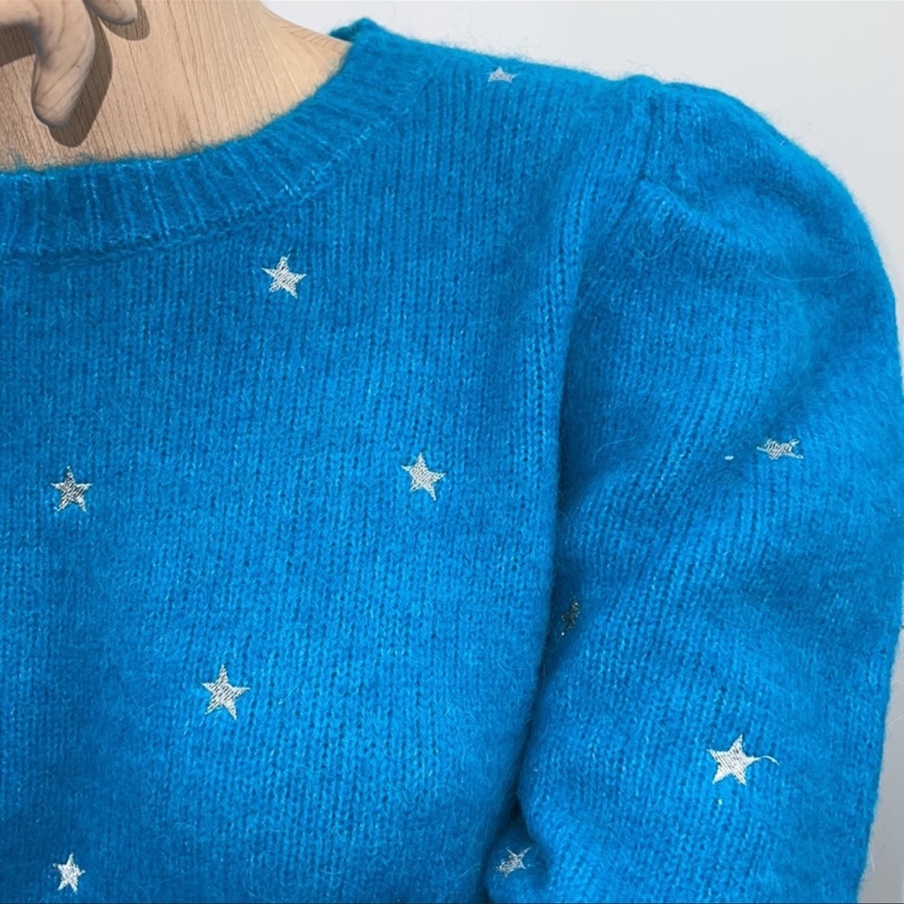 🆕Generation Love Merino/Alpaca Wool Sweater Angelina Star Teal Silver Blue - Picture 6 of 13